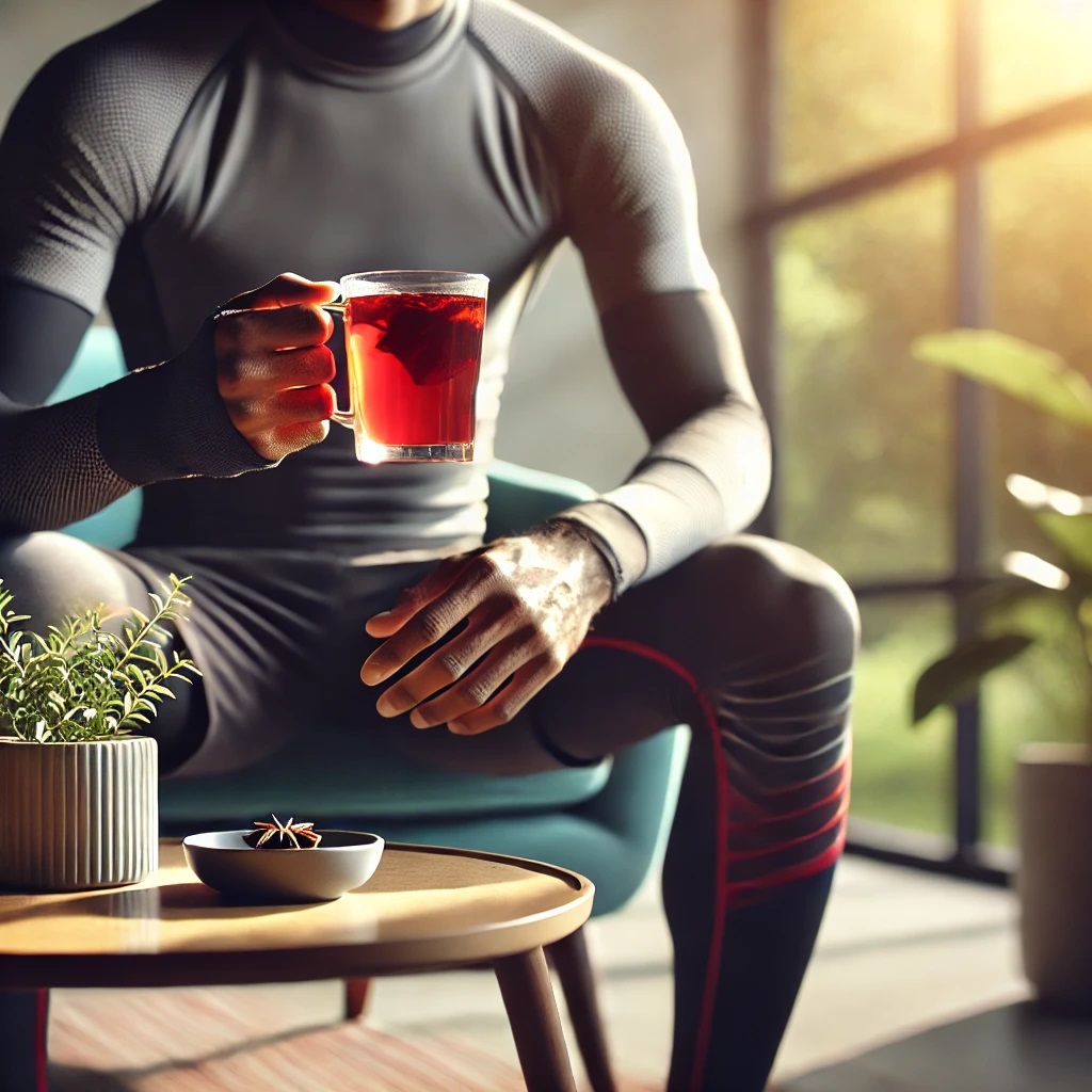 A Man Sitting In A Chair Holding A Cup Of Tea