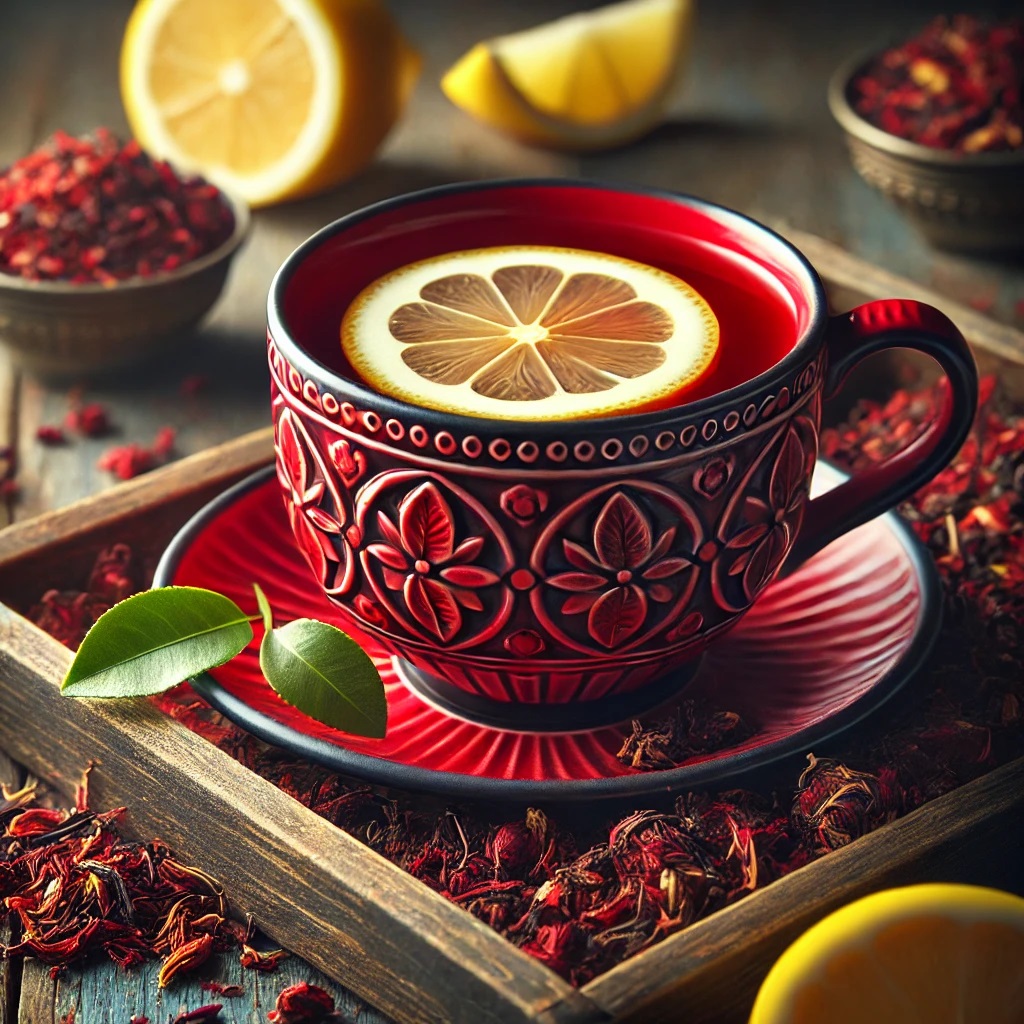 A Cup Of Tea With Lemon Slices In It