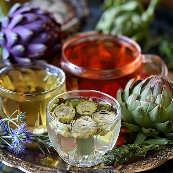 Te De Alcachofa Con Te Blanco Rojo Y Verde Juntos